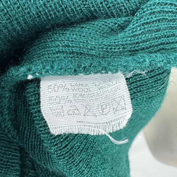 Castle of Ireland Emerald Green Ribbed Button Front Cardigan Sweater Size‎ L - Picture 9 of 9